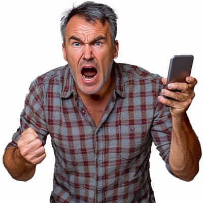 Frustrated customer on phone